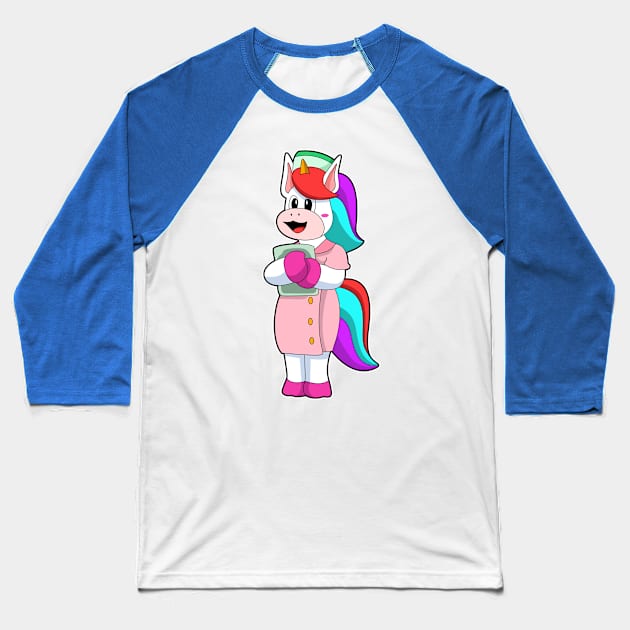 Unicorn as Nurse Baseball T-Shirt by Markus Schnabel